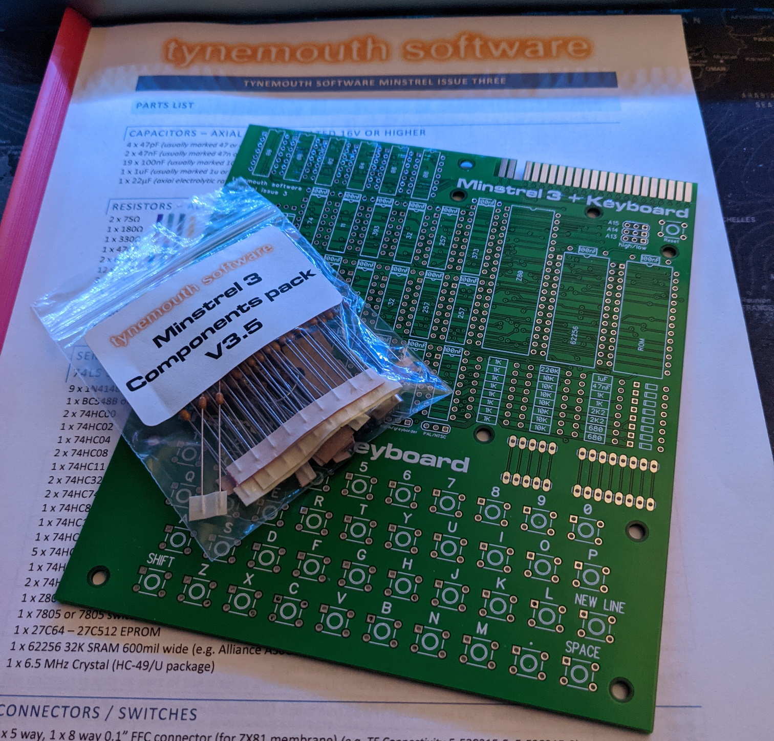 Bare board,bag of discrete components and instructions